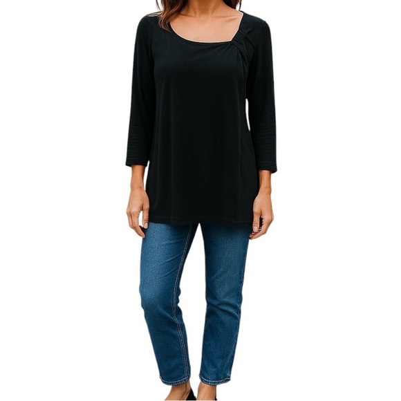 Chico’s Travelers Women Top XL Asymmetrical Neckline Casual Wrinkle Free Size 3 - Picture 1 of 7